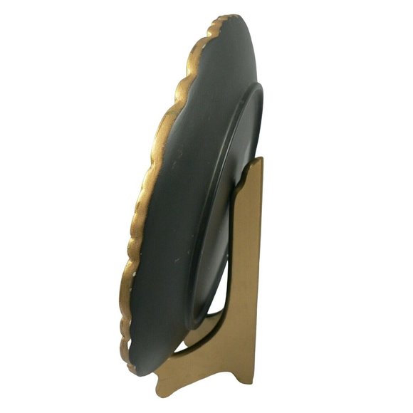 Asian Decorative Plate and Easel Rose Floral Scallop Edge - Picture 4 of 10